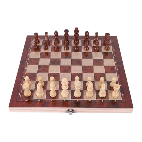 Schachspiel, 29 x 29 cm, großes Schachbrett, Entwicklung strategisches Denken, 3-in-1-Schach-Chekers, Backgammon, faltbares Schachbrett für Kinder und Erwachsene, für Schachturnier von GMVZGQW