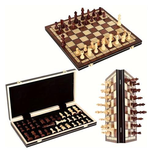 Schachspiel, 44 cm, zusammenklappbares Schachset, Filz-Spielbrett im Inneren, Geschenk, Familienspielbrett für Schachturnier von GMVZGQW