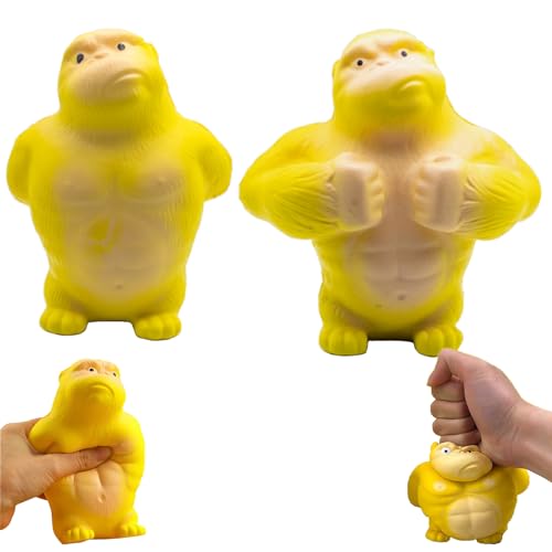2 Stück Gorilla Stressabbau Spielzeug AFFE Monkey Gorilla Toys, Gelb Gorilla Figur Zum Stressabbau Anti Stress Spielzeug Stretch Gorilla Figur Abbauen Für Kinder Erwachsene Soft Squeeze Spielzeug von GMXJGZ