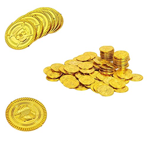 GNAUMORE Piratenschatz Goldmünzen Spielzeug,20pcs Piratenmünzen für Piratenparty,Goldmünzen des Piratenschatz Spielzeugs,Piraten Schatz Gold-Münzen Spielgeld,für Kinder Piratenparty Mitgebsel von GNAUMORE