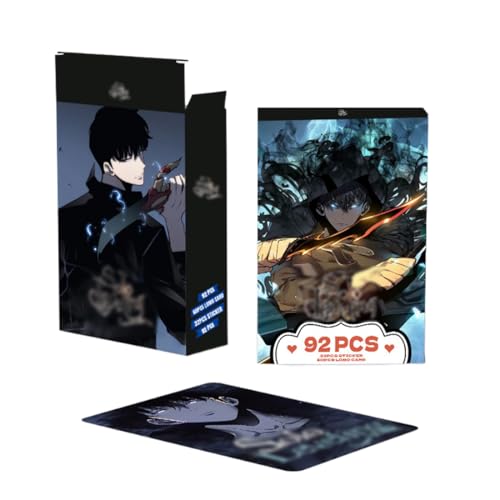 GNHG 92 Stück Solo Leveling Postkarte,Anime Postkarten,Collectible Postcards,Solo Leveling Figur,Postkartenbuch,Anime Postkarte Lomo Cards,(60 Lomo-Karten und 32 Aufkleber) - Stil A von GNHG