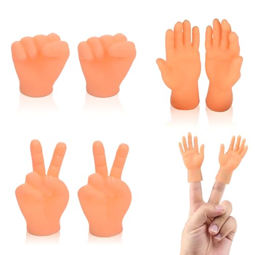 GNHG Tiny Hands Finger Puppets Mini Hands Finger Tiny Hands for Fingers Flat Hand Style Mini Realistic Rubber Hand Small Figurines Toys Funny Fingers for Puppet Show Gag Party Favors 6 Stück von GNHG