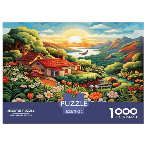 Bergdorf-Hütte Puzzle 1000 Teile Puzzle Kinder Lernspiel Puzzles 1000 Stück Puzzles Für Erwachsene Teenager Stress Abbauen Familien-Puzzlespiel Puzzle-Geschenk Ab 14 Jahren von GNMRTFEAE