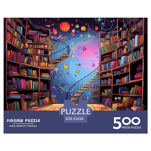 Bücherregal Puzzle 500 Teile Pädagogisches Spielzeug Puzzles 500 Stück Puzzles Für Erwachsene Stress Abbauen Familien-Puzzlespiel Home Dekoration Puzzle Ab 14 Jahren von GNMRTFEAE