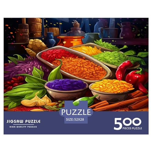 Bunte Gewürze Puzzle 500 Teile Puzzle Farbenfrohes 500 Stück Puzzles Puzzles Für Erwachsene Stress Abbauen Familien-Puzzlespiel Puzzle-Geschenk Ab 14 Jahren von GNMRTFEAE
