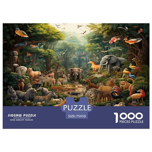 Dschungel-Tiere Puzzle 1000 Teile Pädagogisches Spielzeug Puzzles 1000 Stück Puzzles Für Erwachsene Stress Abbauen Familien-Puzzlespiel Home Dekoration Puzzle Ab 14 Jahren von GNMRTFEAE