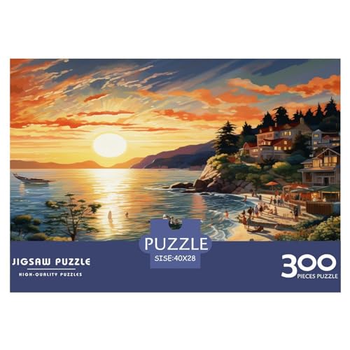Sonnenuntergang über Hafen Puzzle 300 Teile Puzzle Kinder Lernspiel 300 Stück Puzzle Puzzles Für Erwachsene Teenager Stress Abbauen Familien-Puzzlespiel Home Dekoration Puzzle Ab 14 Jahren von GNMRTFEAE