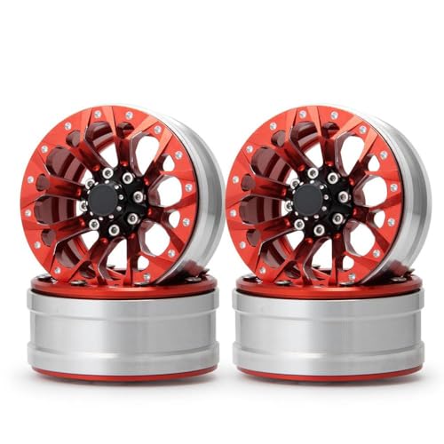 GNOVIATL 4pcs 1,9 -Zoll -Aluminium -Felgen -Hubs, die mit 1 10 Skala CC01 D110 TRX6 Crawler RC -Autoteile kompatibel sind(Red) von GNOVIATL