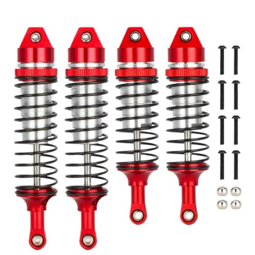 GNOVIATL Stoßdämpfer Set Aluminium vorne nach hinten für 1 10 Skala 4x4 2WD VXL RC -Upgrade -Teile kompatibel mit verschiedenen Off -Straßenmodellen(Red A) von GNOVIATL