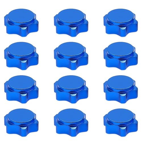 GNURBDILFO 12 Teilige Aluminium Rad Naben Abdeckung Anti Abdeckung 17 mm Sechskant Mutter für 1/8 RC Auto, Blau von GNURBDILFO