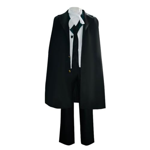 GOBIWM Bungo Stray Dogs Cosplay Schuluniform Manga Bungo Stray Dogs Edgar Allan Poe Cosplay Schwarzes Kostüm Halloween Karneval Party Outfit (Edgar Allan Poe, XXL) von GOBIWM