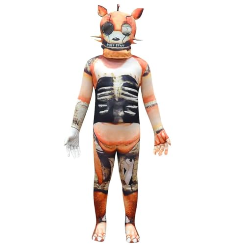 GOBIWM FNAF Kostüm Foxy Chica Bonnie Bunny FNAF Sicherheitsverletzung Kostüme für FNAF Overall mit Horror-Gesichtsmaske, Verkleidung, Halloween, Party, Karneval, Cosplay (Typ 3, 140) von GOBIWM