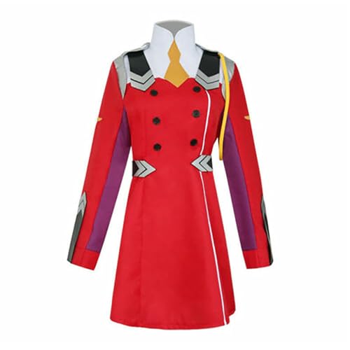 GOBIWM Zero Two Halloween-Mottoparty-Cosplay-Anzug, DARLING in the FRANXX, Cosplay-Kostüm, rote Uniform/coole Stretch-Strumpfhose (rotes Kleid, XXL) von GOBIWM