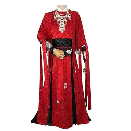 Tian Guan Ci Fu Cosplay Kostüm Hua Cheng Anime Cosplay Chinesisch Antike Kostüm Hanfu Männer und Frauen Cosplay Rote Robe Hua Cheng Kompletter Satz Kostüme (Type4, XL) von GOBIWM