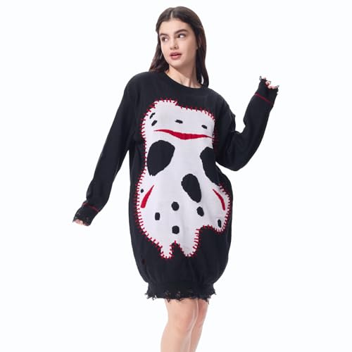 GOBWCOT Jason Kostüm für Damen, Gruseliger Killerpullover, Horrorfilm, Freitag, Outfit, gruselig, Halloween, Cosplay, Verkleiden (Schwarz, Größe S/M) von GOBWCOT