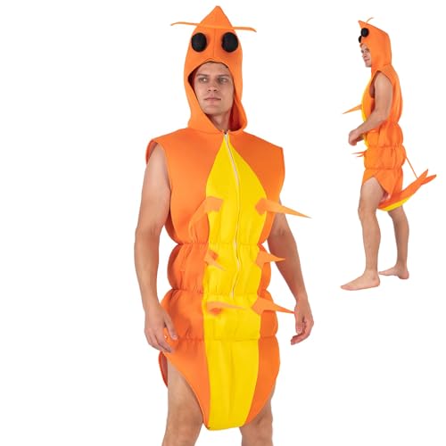GOBWCOT Garnelenkostüm für Erwachsene, Krebse, Hummer, Krebstier, Anzug, Meerestier, Fischkostüm, Ozean, Tier, Halloween, Cosplay, Outfit von GOBWCOT