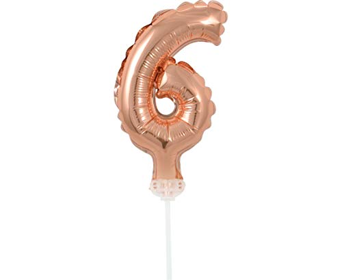 GODAN Folienballon Topper Tortenaufsatz Zahl 13 cm Rose Gold (Zahl 6) von Beauty&Charm