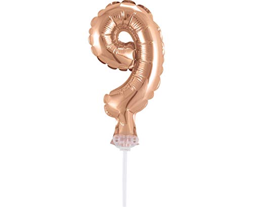 GODAN Folienballon Topper Tortenaufsatz Zahl 13 cm Rose Gold (Zahl 9) von GODAN