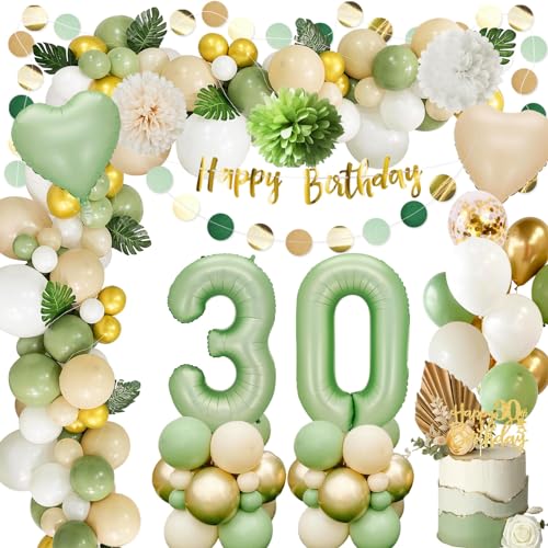 Deko 30.geburtstag Frau,30.Geburtstag Männer Frauen,Luftballon 30.Geburtstag Grün Gold,Geburtstag 30 Deko,Geburtstagsdeko 30 mit Happy Birthday Banner,Papier Pompom für 30.Geburtstag Dekorationen Deko 30.geburtstag Frau,30.Geburtstag Männer Frauen,Luftballon 30.Geburtstag Grün Gold,Geburtstag 30 Deko,Geburtstagsdeko 30 mit Happy Birthday Banner,Papier Pompom für 30.Geburtstag Dekorationen von GOEUYKM