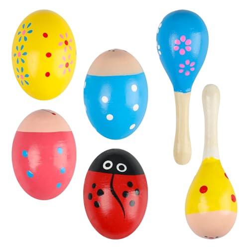 GOGHOST Ostereier-Shaker-Set (6 Stück), 4 Ostereier und 2 Maracas, Schlaginstrumente für Osterparty oder Klassenzimmermusik von GOGHOST