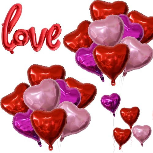 GOGOLAN 30 Stück 18In Herz Luftballons und 40In verbunden LOVE Folienballon für Romantische Nacht Valentinstag Deko Accessoires, Folie Herz geformte Ballon für Hochzeit Braut Dusche Dekorationen GOGOLAN 30 Stück 18In Herz Luftballons und 40In verbunden LOVE Folienballon für Romantische Nacht Valentinstag Deko Accessoires, Folie Herz geformte Ballon für Hochzeit Braut Dusche Dekorationen von GOGOLAN