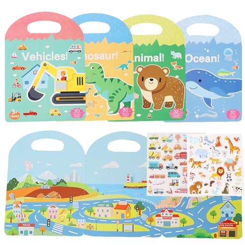 GOGOLAN 4 St. Wiederverwendbare Sticker Bücher,Puffy Sticker Szenen Buch für Kinder,Tier Fahrzeuge Dinosaurier Reise Sticker Spielzeug Busy Buch Flugzeug Aktivitäten für Kinder GOGOLAN 4 St. Wiederverwendbare Sticker Bücher,Puffy Sticker Szenen Buch für Kinder,Tier Fahrzeuge Dinosaurier Reise Sticker Spielzeug Busy Buch Flugzeug Aktivitäten für Kinder von GOGOLAN