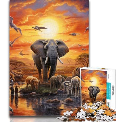 1000 Teile für Erwachsene, Afrikanischer Elefant, Puzzle für Erwachsene und Jugendliche, 1000 Teile, Lernspielzeug und Spiele für Erwachsene und Jugendliche, 26x38cm von GOIUYTGM