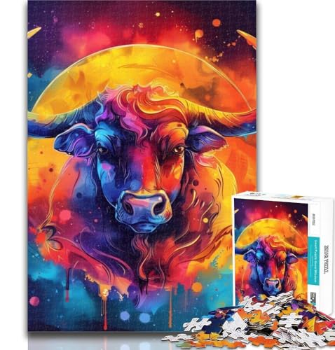 1000 Teile für Erwachsene, Aquarell-Stier-Puzzle, 1000 Teile für Teenager, Spielzeug, Lernspiele, Stressabbau, Künstlersammlung, bildende Kunst, 50x75cm von GOIUYTGM