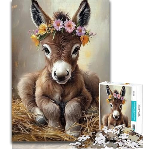 1000 Teile für Erwachsene, Blumen-Esel, 1000-teiliges Puzzle für Erwachsene und Jugendliche, lebendiges und einzigartiges Design, entspannendes und herausforderndes Puzzle-Erlebnis, 50x75cm von GOIUYTGM