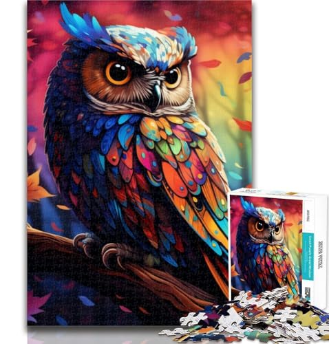 1000 Teile für Erwachsene, Bunte Eulen-Puzzles, 1000 Teile für Teenager, Stressabbau, Staycation, Zeit totschlagen, lustiges Geschenk, 26x38cm von GOIUYTGM