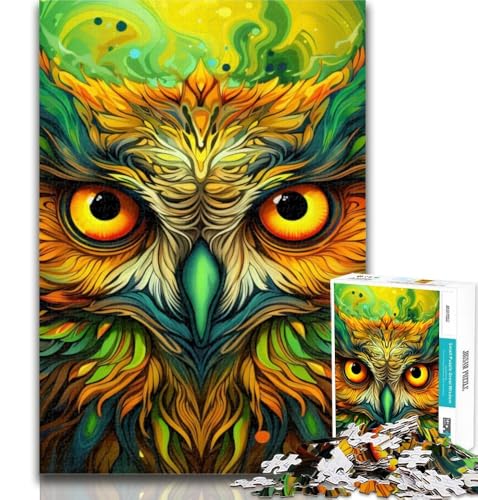 1000 Teile für Erwachsene, Bunte Kunst-Eule, 1000-teiliges Puzzle für Erwachsene und Jugendliche, Lernspiele, Heimdekoration, Künstlersammlung, bildende Kunst, 26x38cm von GOIUYTGM