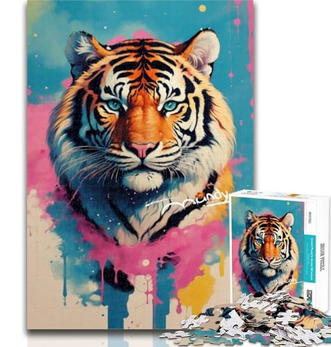 1000 Teile für Erwachsene, Bunte Tigerkunst, 1000 Teile Puzzle für Jugendliche und Erwachsene, ganze Familie für Kinder ab 14 Jahren, 26x38cm von GOIUYTGM
