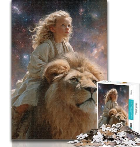 1000 Teile für Erwachsene, Der Löwe und das kleine Mädchen, Puzzle, 1000 Teile für Teenager, Stressabbau, Urlaub zu Hause, Zeit totschlagen, lustiges Geschenk, 26x38cm von GOIUYTGM