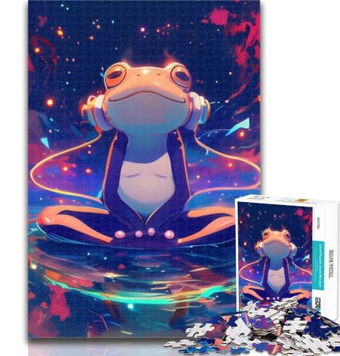 1000 Teile für Erwachsene, Frosch hört Musik, Puzzle für Erwachsene, 1000 Teile, anspruchsvolles Spiel für die ganze Familie, für Frauen, Geschenke für Männer, 50x75cm von GOIUYTGM