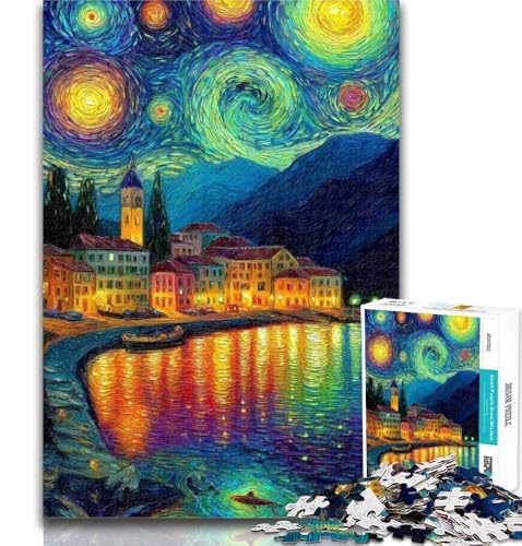 1000 Teile für Erwachsene, Italien unter dem Nachthimmel, 1000-teiliges Puzzle für Erwachsene, Spielzeug, Lernspiele, Stressabbau, tolle Geschenke und Spielzeuge, 26x38cm von GOIUYTGM