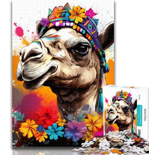 1000 Teile für Erwachsene, Kamel mit Blumen, Puzzle für Erwachsene und Jugendliche, 1000 Teile, Lernspielzeug und Spiele für Erwachsene und Jugendliche, 75x50cm von GOIUYTGM