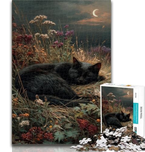 1000 Teile für Erwachsene, Katze schläft in Blumen, Puzzle für Erwachsene, mit vollständig ineinandergreifenden, zufällig geformten Teilen, für Kinder ab 14 Jahren, 50x75cm 1000 Teile für Erwachsene, Katze schläft in Blumen, Puzzle für Erwachsene, mit vollständig ineinandergreifenden, zufällig geformten Teilen, für Kinder ab 14 Jahren, 50x75cm von GOIUYTGM