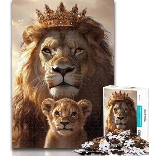 1000 Teile für Erwachsene, Löwen- und Jungtier-Puzzle, 1000 Teile für Erwachsene, ganze Familie, geeignet für und 14, 50x75cm von GOIUYTGM