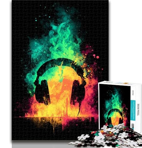 1000 Teile für Erwachsene, Neon-Kopfhörer-Puzzle, 1000 Teile für Teenager, Spielzeug, Lernspiele, Stressabbau, Künstlersammlung, Bildende Kunst, 50x75cm von GOIUYTGM