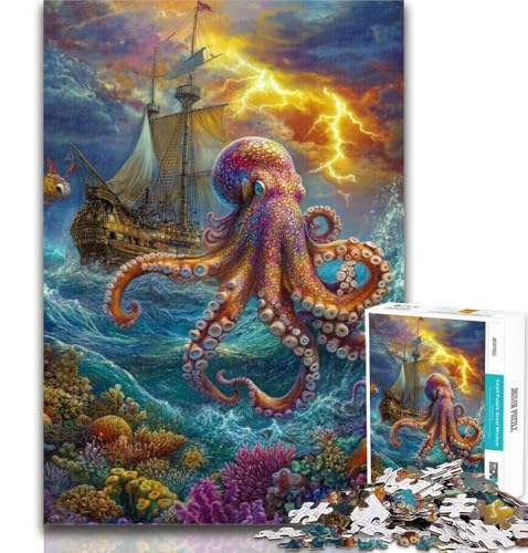 1000 Teile für Erwachsene, Ozean-Oktopus, 1000-teiliges Puzzle für Erwachsene und Jugendliche, Lernspiel, Herausforderungsspielzeug für Frauen und Männer, 26x38cm von GOIUYTGM