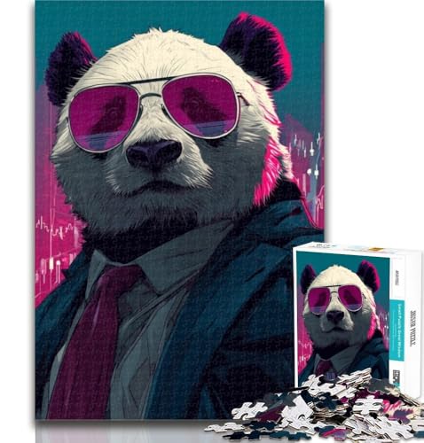 1000 Teile für Erwachsene, Panda mit Brille, Puzzle für Teenager, 1000 Teile, Lernspielzeug ganze Familie, 26x38cm von GOIUYTGM
