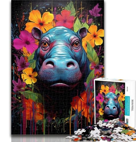 1000 Teile für Erwachsene, Tier-Nilpferde, 1000-teiliges Puzzle für Erwachsene und Jugendliche, Lernspiel, Herausforderungsspielzeug für Frauen und Männer, 50x75cm von GOIUYTGM