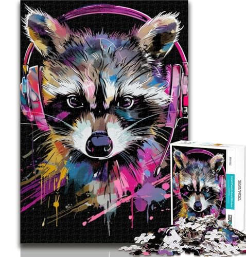 1000 Teile für Erwachsene, Waschbär mit Kopfhörer, Puzzle 1000 Teile für Erwachsene, Lernspiel für Geburtstag, Weihnachten für und ab 14 Jahren, 50x75cm 1000 Teile für Erwachsene, Waschbär mit Kopfhörer, Puzzle 1000 Teile für Erwachsene, Lernspiel für Geburtstag, Weihnachten für und ab 14 Jahren, 50x75cm von GOIUYTGM