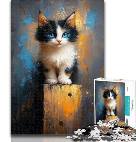 1000 Teile für Erwachsene, blaues Kätzchen, Puzzle für Erwachsene, 1000 Teile, Spielzeug, Lernspiele, Stressabbau, einzigartige Heimdekoration und Geschenke, 26x38cm von GOIUYTGM