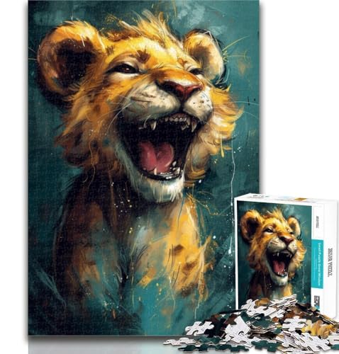 1000 Teile für Erwachsene, süßer Kleiner gelber Löwe, 1000 Teile Puzzle für Erwachsene und Jugendliche, Familienspiele, Weihnachts- und Geburtstagsgeschenke, 50x75cm von GOIUYTGM