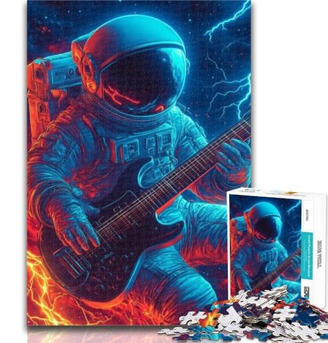 1000 Teile für Teenager, Astronaut spielt Musik, Puzzle für Erwachsene, 1000 Teile, Stressabbau, schwierige Herausforderung, einzigartige Heimdekoration und Geschenke, 26x38cm von GOIUYTGM