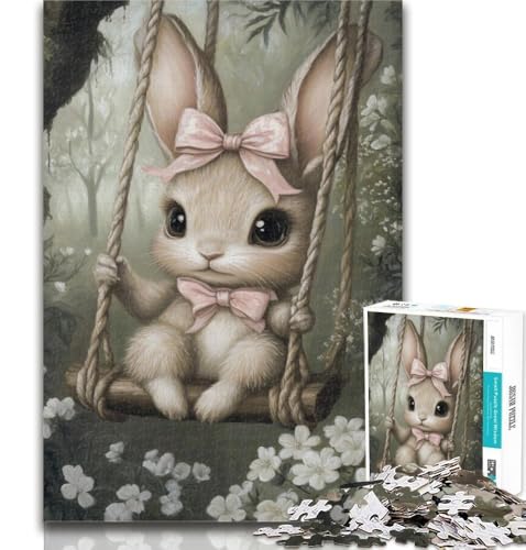 1000 Teile für Teenager, Baby-Häschen auf der Schaukel, 1000-teiliges Puzzle für Teenager, Lernspiele, Heimdekoration, Künstlersammlung, bildende Kunst, 26x38cm von GOIUYTGM