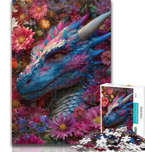 1000 Teile für Teenager, Blumendrachenbaby, 1000-teiliges Puzzle für Teenager, Lernspiele, Heimdekoration, Künstlersammlung, bildende Kunst, 50x75cm von GOIUYTGM