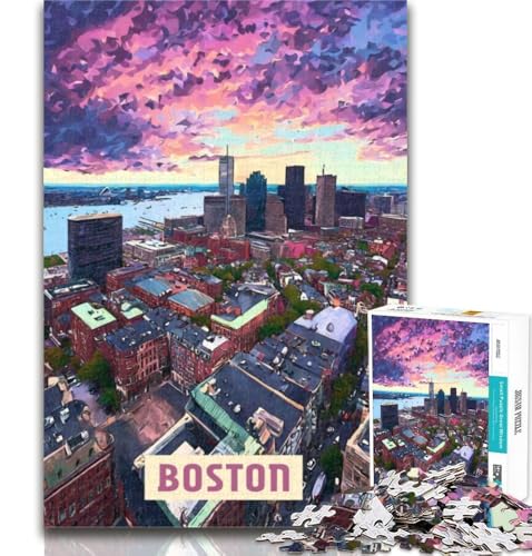 1000 Teile für Teenager, Boston-Puzzles, 1000 Teile für Erwachsene, Lernspiel, Herausforderungsspielzeug für Frauen und Männer, 26x38cm von GOIUYTGM