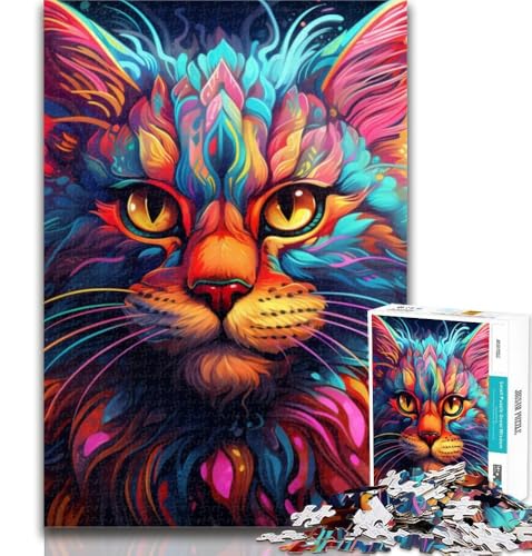 1000 Teile für Teenager, Bunte Kunst, psychedelische Katze, Puzzle für Erwachsene, 1000 Teile, schwierig, Spielzeug, Lernspiele, stressabbauende Künstlersammlung, bildende Kunst, 26x38cm 1000 Teile für Teenager, Bunte Kunst, psychedelische Katze, Puzzle für Erwachsene, 1000 Teile, schwierig, Spielzeug, Lernspiele, stressabbauende Künstlersammlung, bildende Kunst, 26x38cm von GOIUYTGM